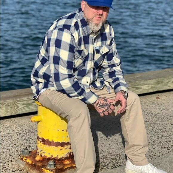 Dixxon men’s small bar harbor Maine plaid flannel pearl button snap - Picture 2 of 7